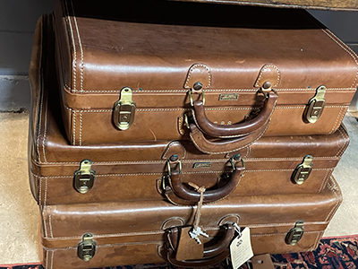 antique leather luggage